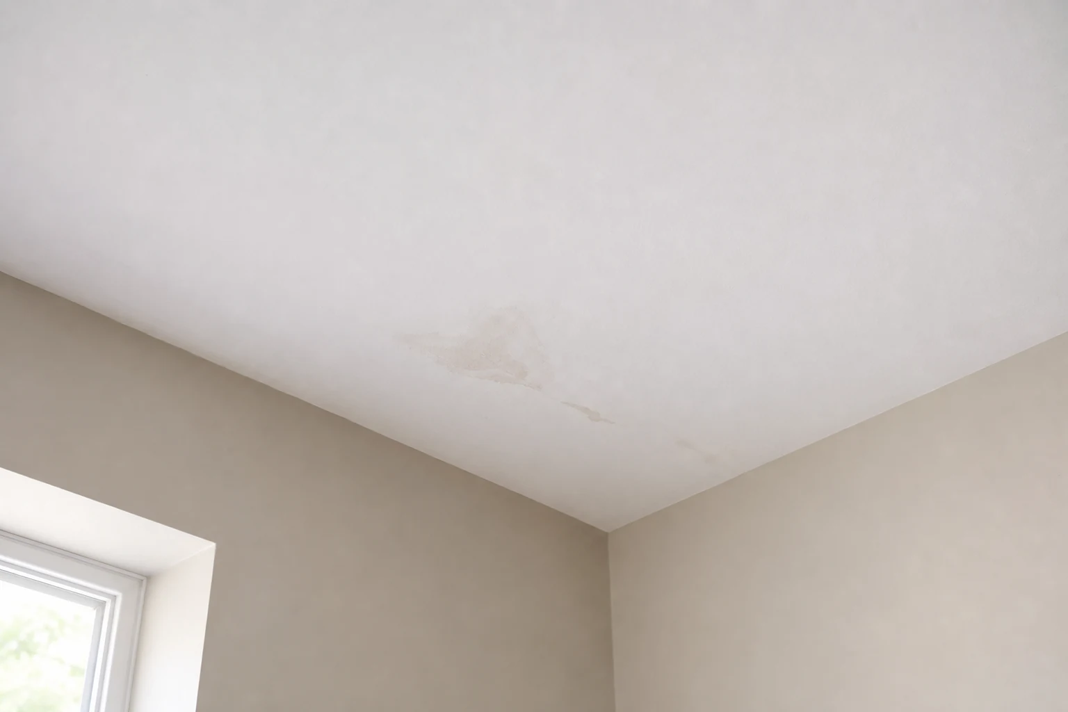 Small damp patch on a plain interior ceiling