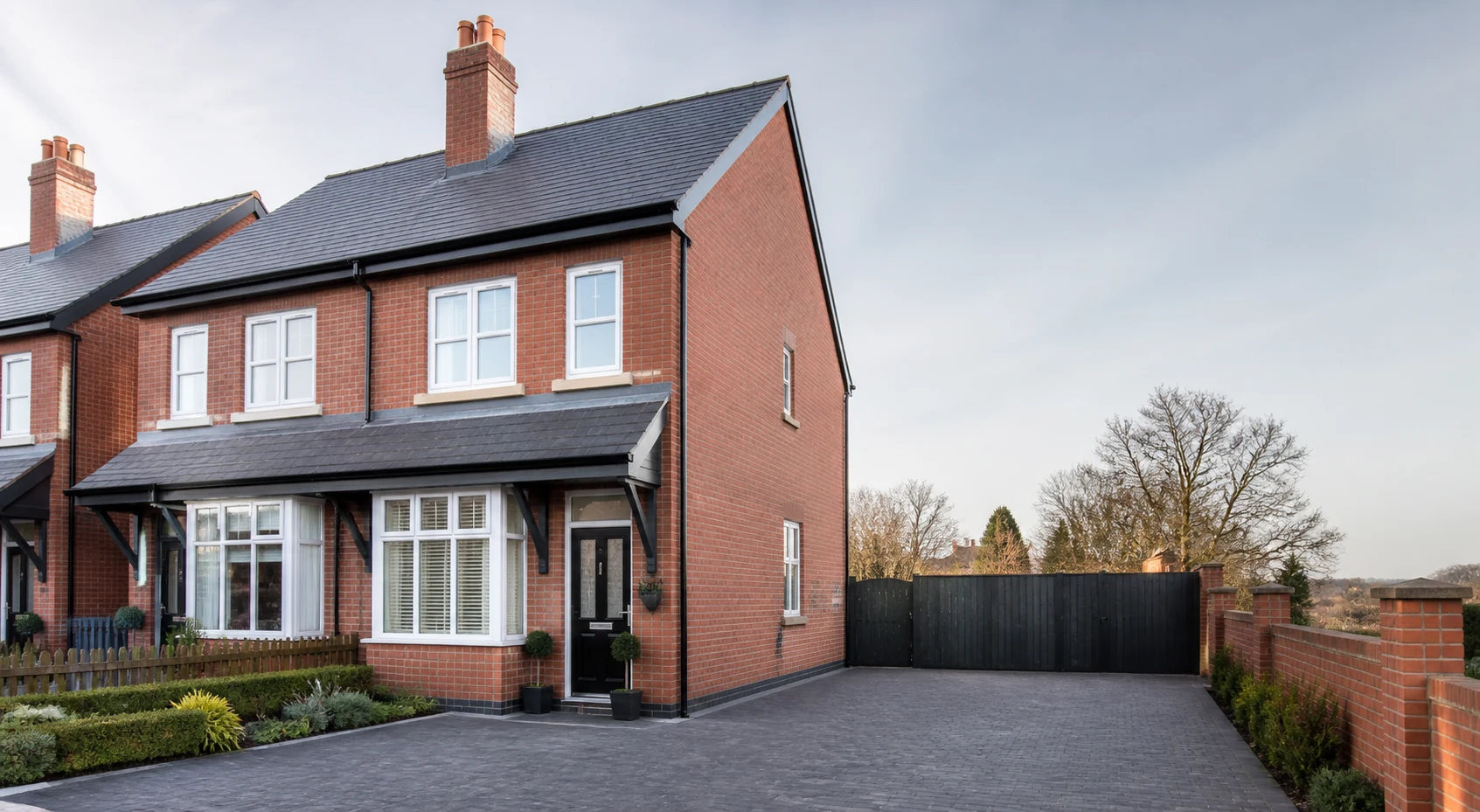 Older UK brick home with a tiled roof and clear exterior wall